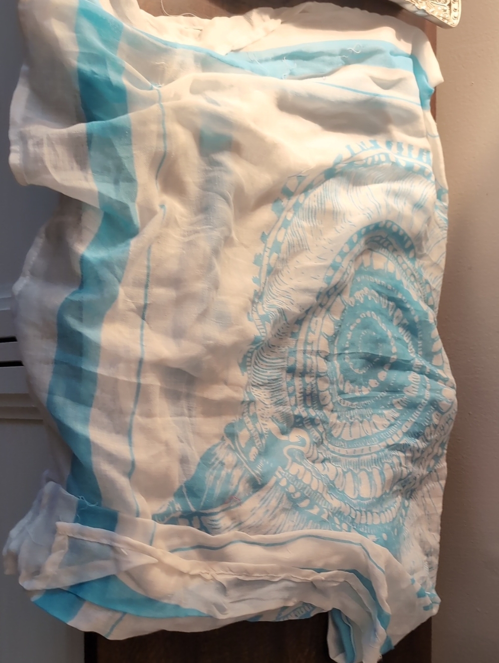 Light Blue and White Scarf